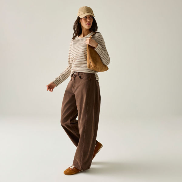 Regatta Womens Federica Stripe Long-Sleeved T-Shirt - Light Vanilla/Mocha
