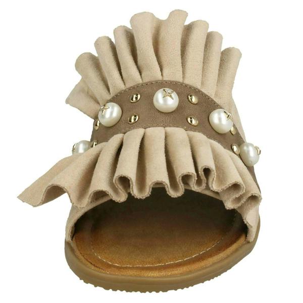 Spot On Ladies Spot On Pearl Trim Mules