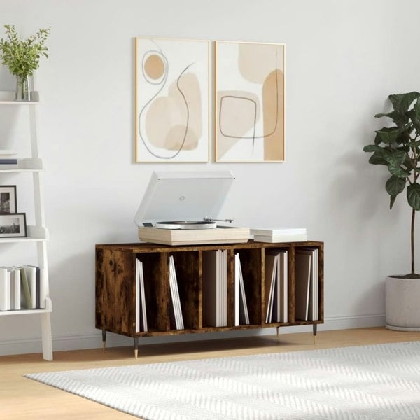 Berkfield Record Cabinet Smoked Oak 100x38x48 cm Engineered Wood