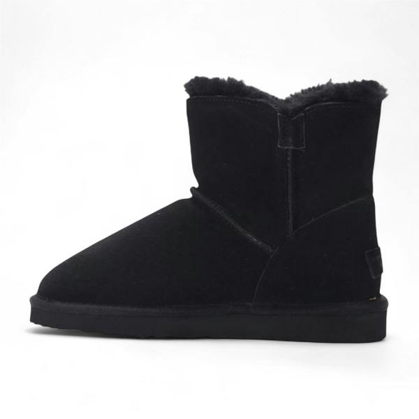 Infinity Leather Women's Sheepskin Suede Black Ankle Bootie Warm Winter Boots - Alpine