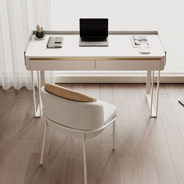 Tusa Office Desk, White, Sintered Stone-Rit Concept-Rit Concept