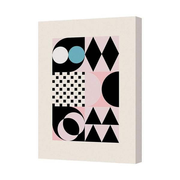 Benjamin Tate Design Canvas Wall Art Abstract Geometric Shapes Pink Black Modern Block Print