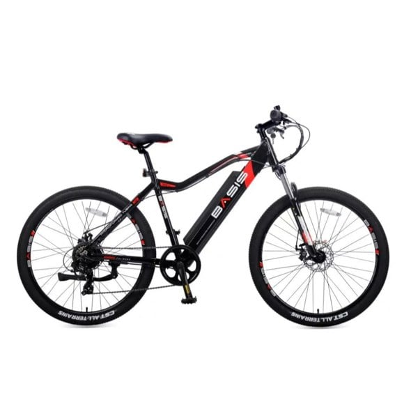 Basis Beacon E-MTB Electric Mountain Bike, 27.5" Wheel, 16" Frame - Black/Red