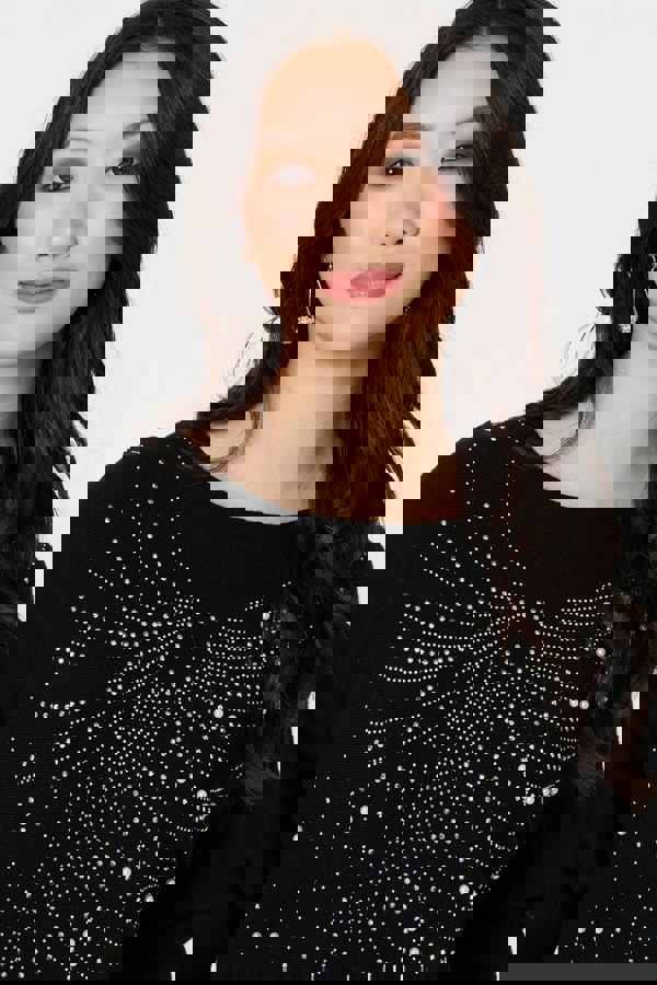 Black | Sparkle Front Batwing Sleeve Jumper
