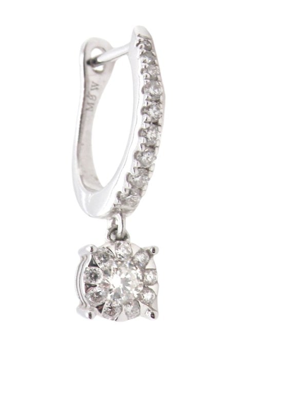 A pair of diamond hoop and drop earrings