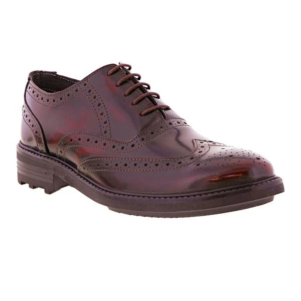 Roamers Mens 5 Eyelet Brogue Oxford Leather Shoes - Oxblood - 