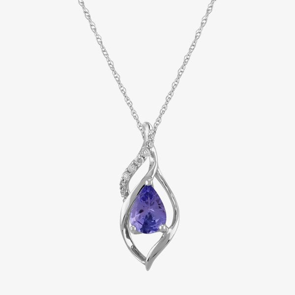 T. H. Baker 9ct White Gold Pear-cut Tanzanite and Diamond Swirl Pendant TH0121773