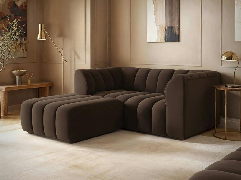Halle 2 Seater with Footstool Brown Velvet
