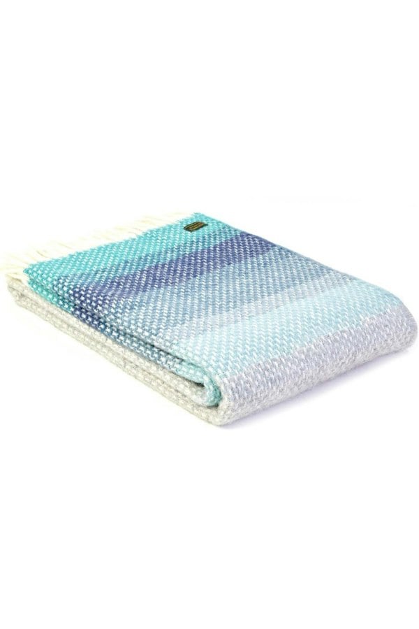 HomeSpace Direct Ombre Seaside Blue Wool Throw