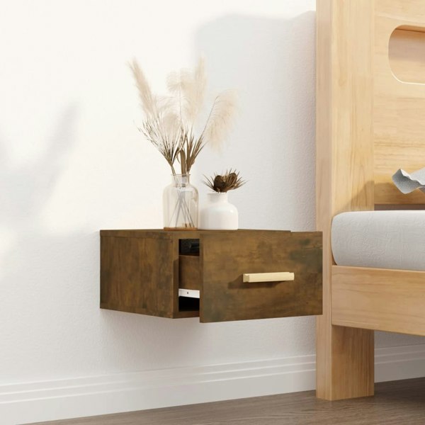 Berkfield Wall-mounted Bedside Cabinet Smoked Oak 35x35x20 cm