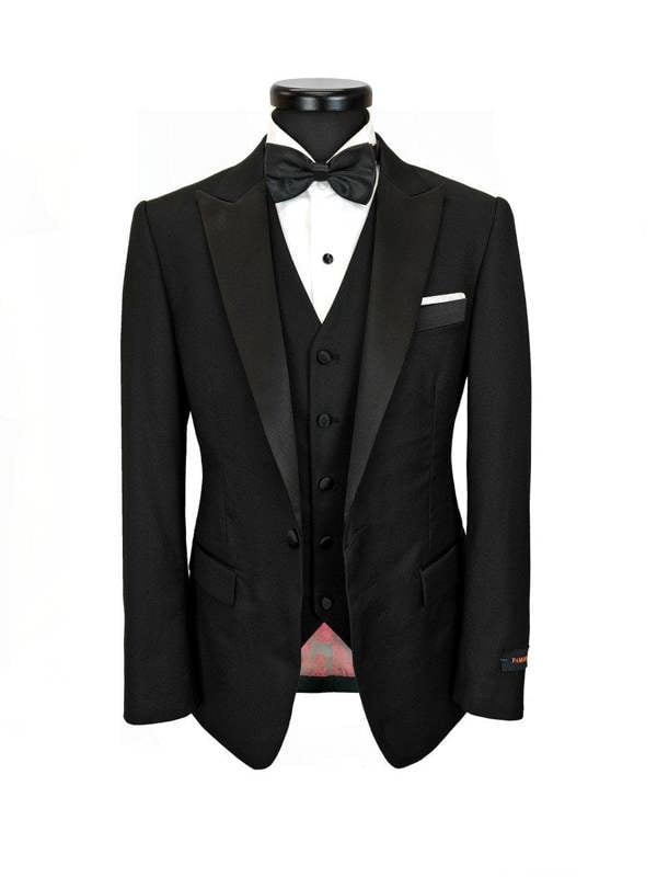 Classic Black 3-Piece Tuxedo – Satin Peak Lapel