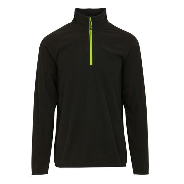 Regatta Professional Mens Half Zip Fleece Top - Black/Lime Green - 