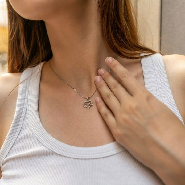 Spero London Infinity Heart Love Sterling Silver Pendant Necklace