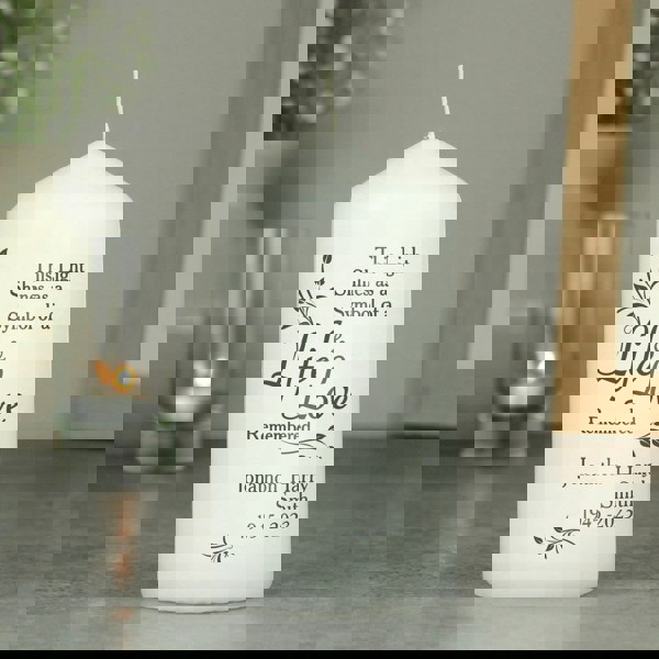 Personalised Memento Company Personalised Life & Love Pillar Candle