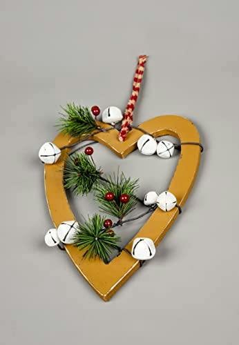 23 x 1.2 x 30 cm Light Brown Wooden Heart Hanging Decoration for Christmas and Seasonal Display image 3