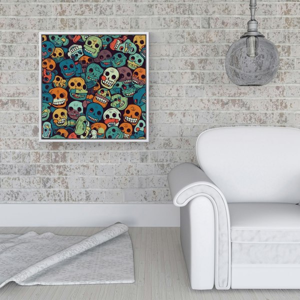 Warren Reed Smiling Skulls Pattern Framed Canvas