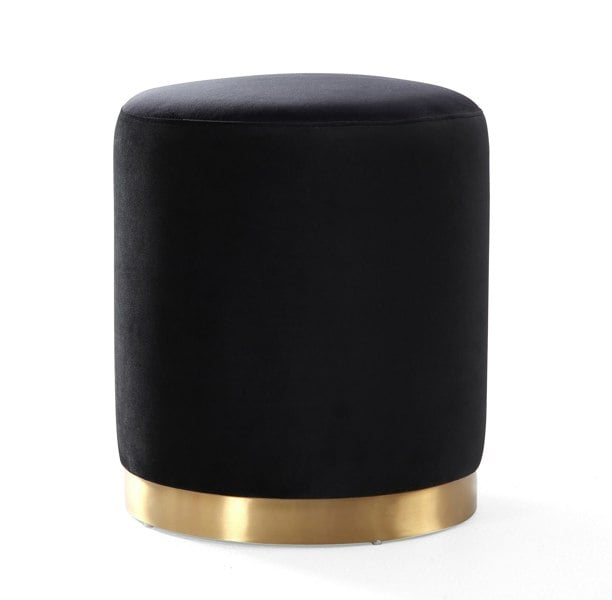 Furniture Edit Opal Black Velvet Ottoman Footstool Gold Base