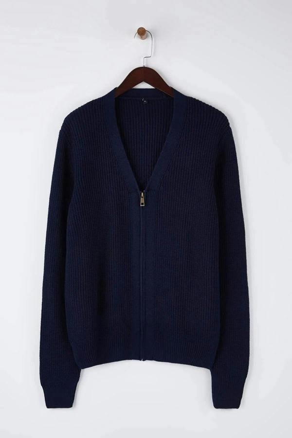WOVCOR Regular V-Neck Zippered Men's Cardigan