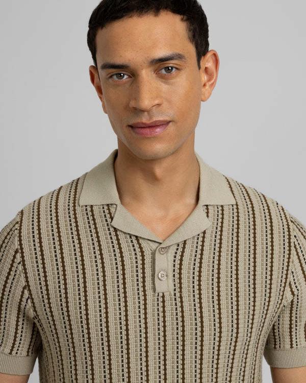 Steel & Jelly Bow - Stripe Knitted Polo Shirt