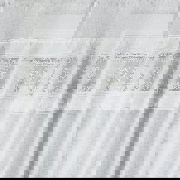 Tyrone Textiles Lucy Embroidered Heart Kitchen Window Set Curtain Pair with Frill Edging and Matching Tie Backs