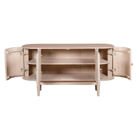 Wyld Haus Chicago Cane Rattan and Natural Mango Wood 4 Doors Sideboard