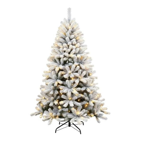 4ft-7ft Pre-Lit Yukon Snow Pine Artificial Christmas Tree with Warm White LEDs and PVC Tips image 1