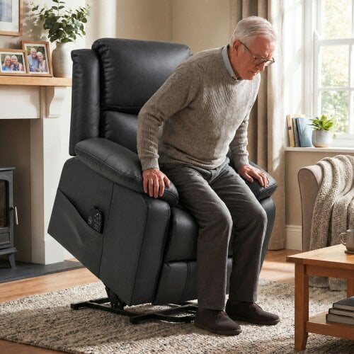 HOMCOM Riser Recliner Chair with Massage and Heat for Elderly, Charcoal Grey