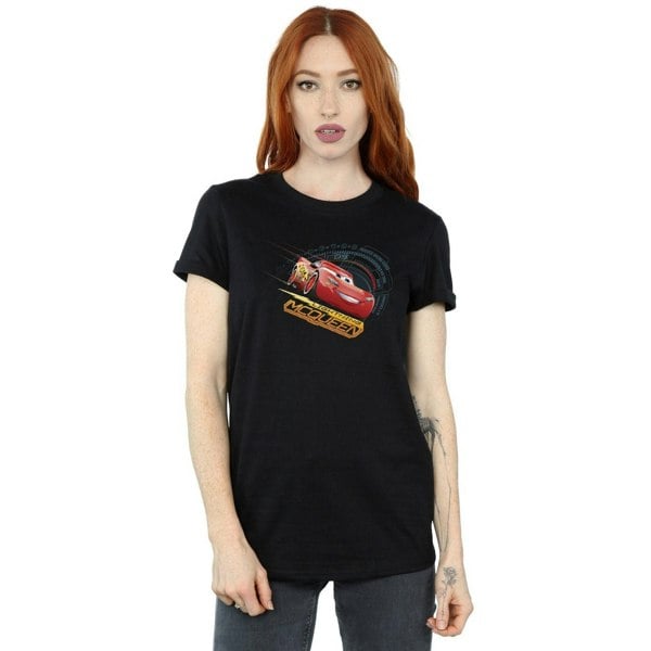 Disney Womens/Ladies Cars Lightning McQueen Cotton Boyfriend T-Shirt - Black