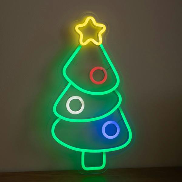 Samuel Alexander 40cm Neon-Style Christmas Tree Light Up Decoration with Multi-Coloured LEDs