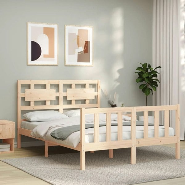 Berkfield Bed Frame with Headboard 120x200 cm Solid Wood