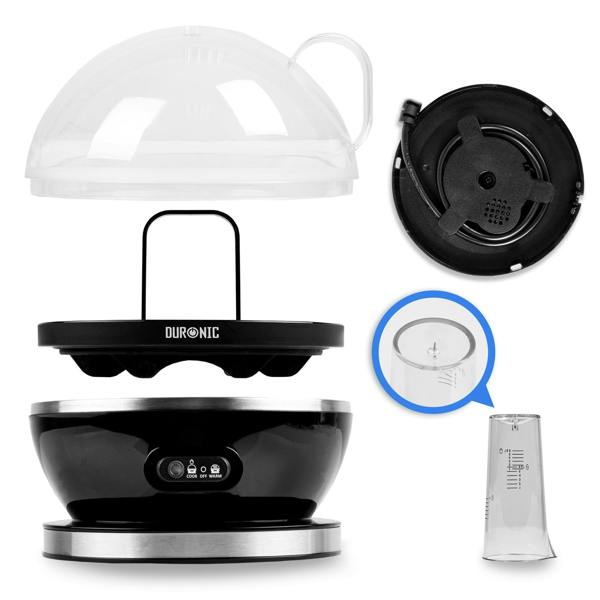 Duronic Electric Egg Boiler EB27 BK Steamer for Eggs 400W Automatic Egg Boiler Electronic Omelette Maker Poacher for 7 Soft, Medium & Hard Boiled Eggs