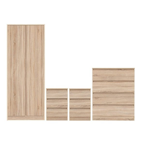 Seconique Malvern 4 Piece Bedroom Set With 2 Door Double Wardrobe