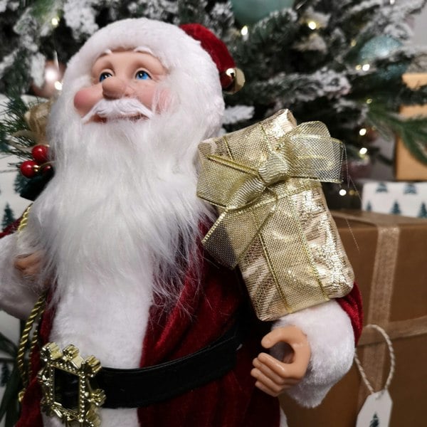Samuel Alexander 40cm Red Standing Santa with Gift Sack Christmas Indoor Decoration