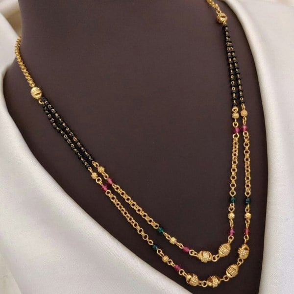 The Colourful Aura Two layer gold beaded indian traditional mangalsutra necklace