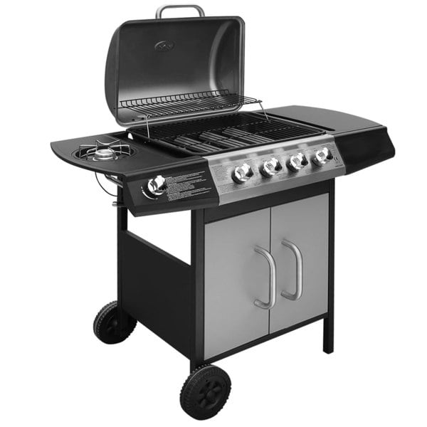 Berkfield Gas Barbecue Grill 4+1 Cooking Zone Black and Silver