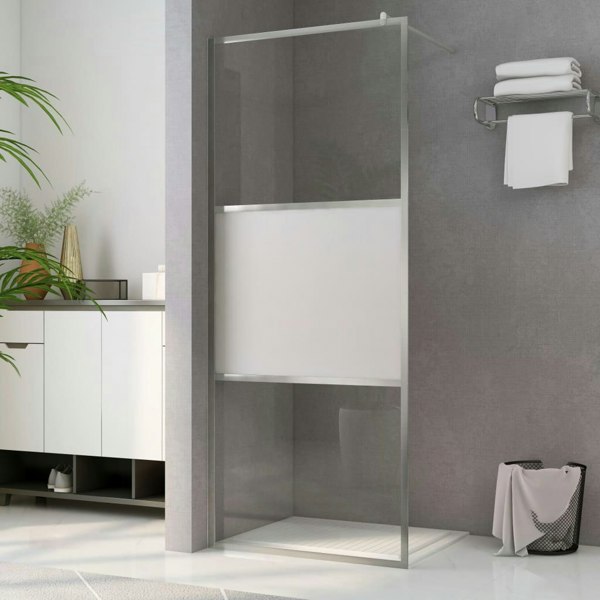 Berkfield Walk-in Shower Wall with Half Frosted ESG Glass 115x195 cm