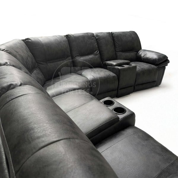 Furnishings For Less Zara Electric L Shaped 5 Seater Grey Reclining Corner Sofa