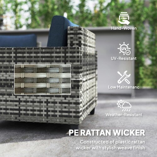 Wyld Haus Sacoel Navy Blue and Grey Rattan 5 Seater Outdoor Sofa Set