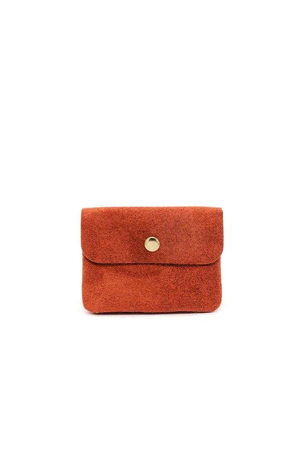 Pluspup Compact Snap Button Slim Fit Italian Genuine Suede Purse