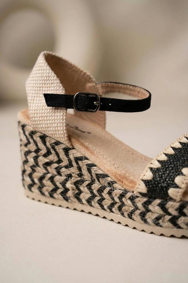 Cordelia Woven Espadrille Wedge Sandals - Black