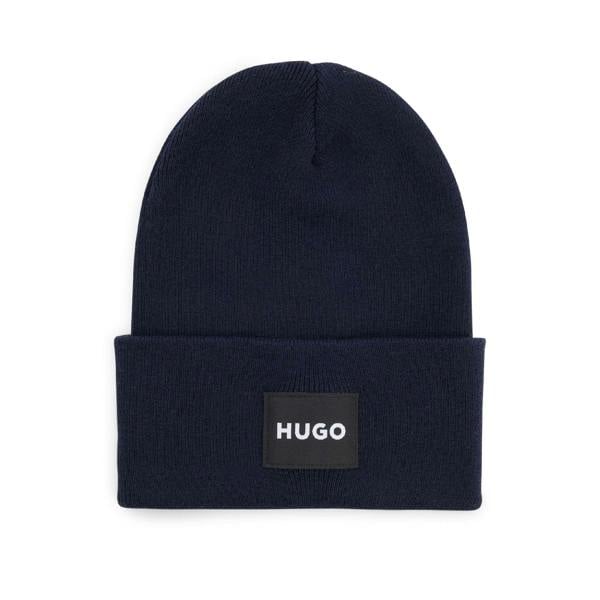 Hugo Xevon Ribbed Turn Up Beanie - Navy - 