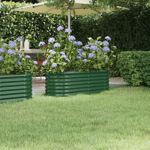 Berkfield Garden Raised Bed Powder-coated Steel 114x40x36 cm Green