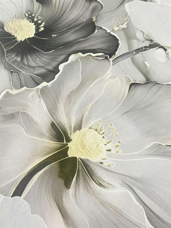 Bliss Floral Grey & Gold Wallpaper