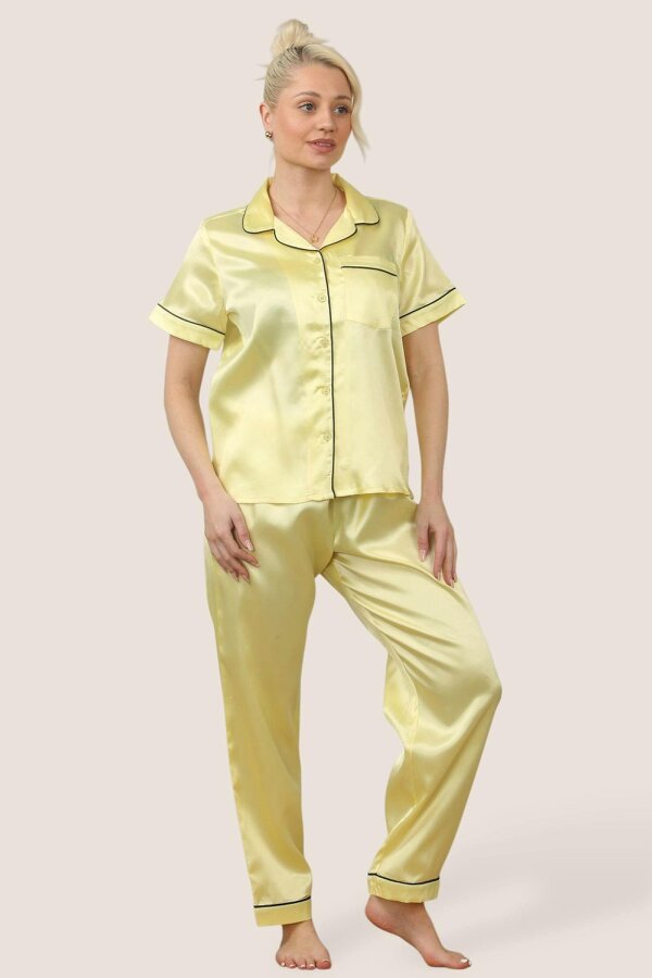 Luxe Satin Short Sleeve PJ Set – YELLOW