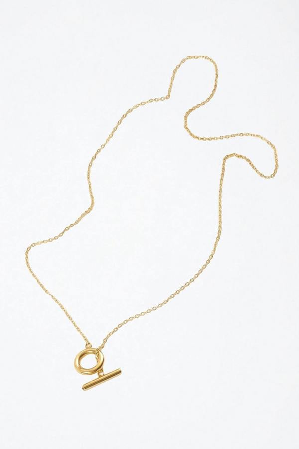 Serla Gold Plated Chain Tbar Necklace