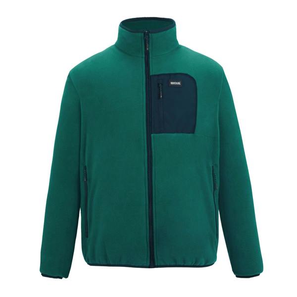 Regatta Mens Frankie Full Zip Fleece Jacket - Mediterranean Green/Navy - Mediterranean Green/Navy - 70% Polyester/30% Recycled Polyester