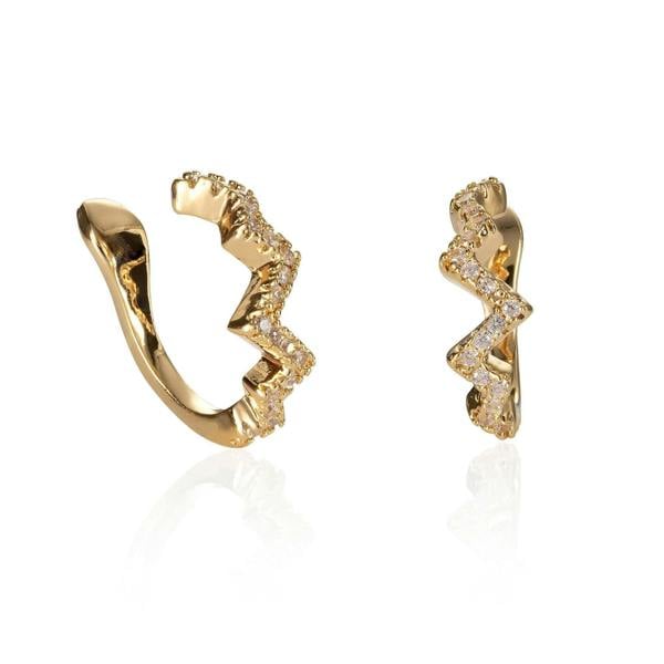 Pair of Gold Zig Zag Ear Cuff Earrings - namana.london