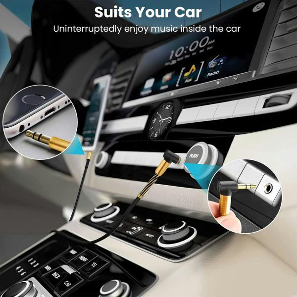 ULTRICS AUX Cable, 3.5mm Right Angle Male to Male Audio Cable with Gold Plated Jack