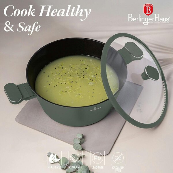 Berlinger Haus Casserole with lid, 28 cm Berlinger Haus BH8202 Matte Green