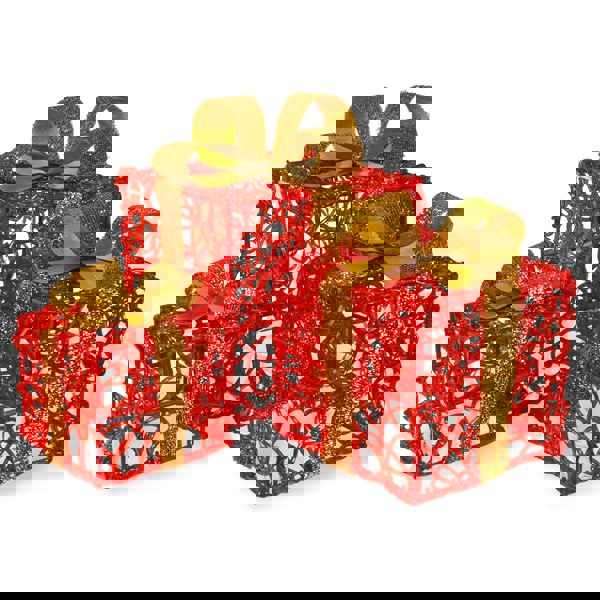 St Helens Set of 3 LED Outdoor Christmas Presents, Inc Timer